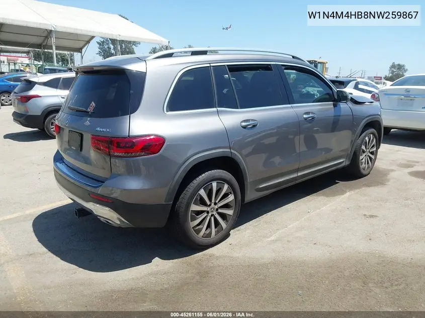 2022 Mercedes-Benz Glb 250 4Matic VIN: W1N4M4HB8NW259867 Lot: 45261155