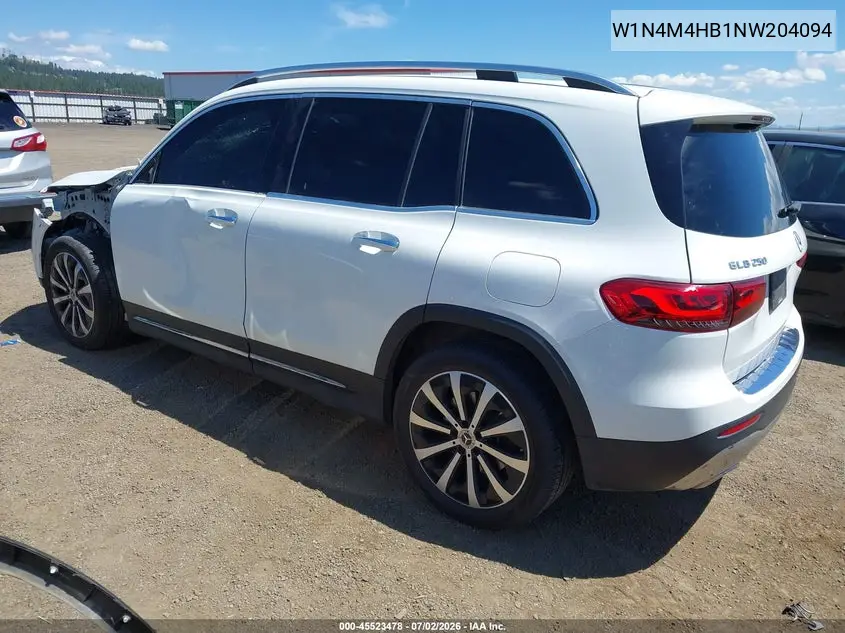 2022 Mercedes-Benz Glb 250 4Matic VIN: W1N4M4HB1NW204094 Lot: 45523478