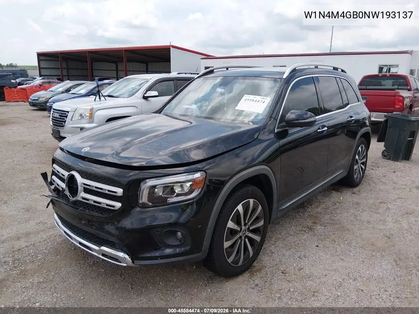 2022 Mercedes-Benz Glb 250 VIN: W1N4M4GB0NW193137 Lot: 45584474