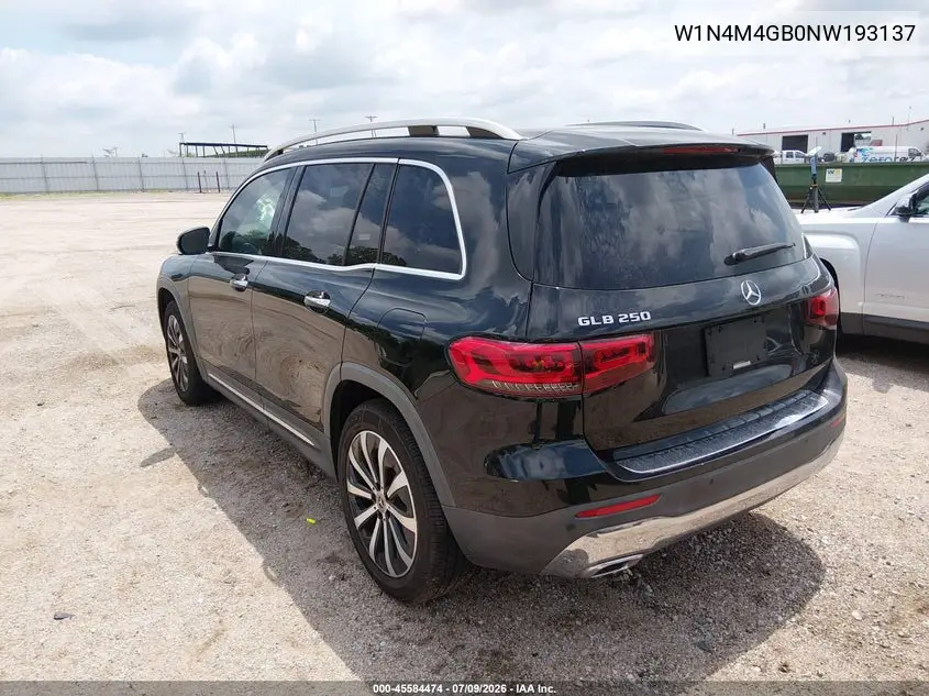 2022 Mercedes-Benz Glb 250 VIN: W1N4M4GB0NW193137 Lot: 45584474