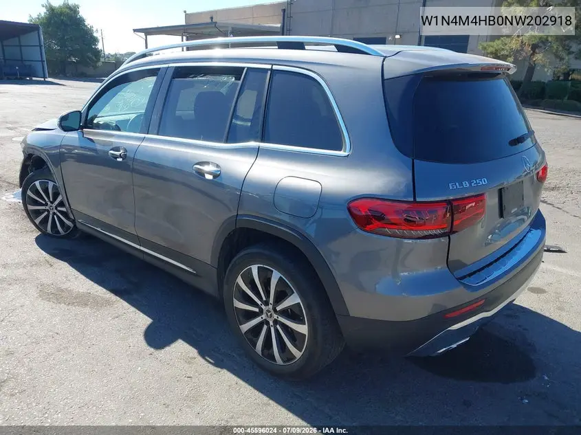 2022 Mercedes-Benz Glb 250 4Matic VIN: W1N4M4HB0NW202918 Lot: 45596024