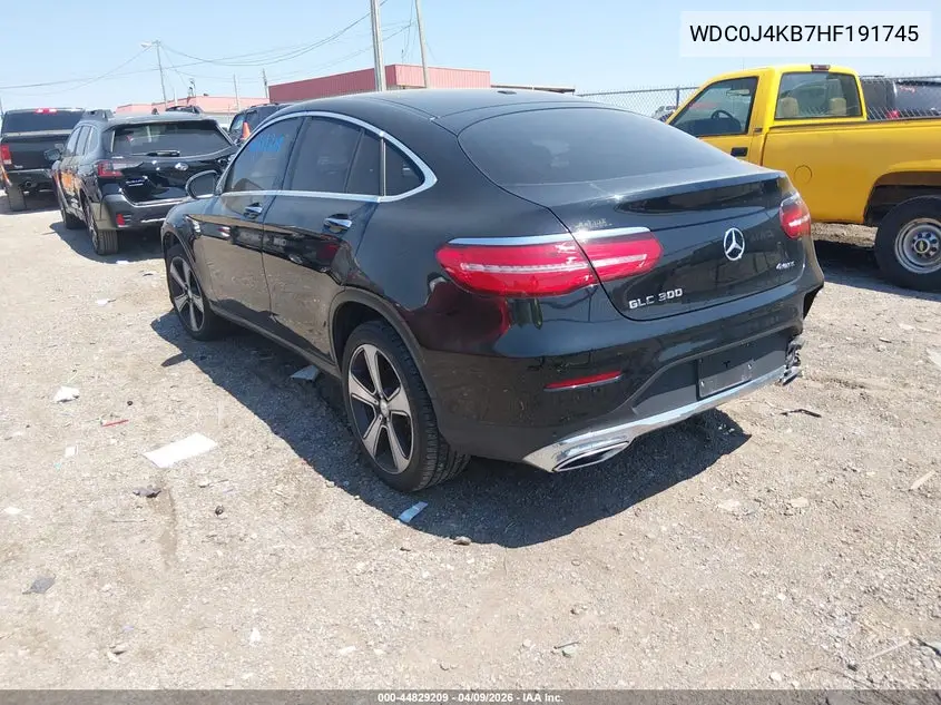 2017 Mercedes-Benz Glc 300 Coupe 4Matic VIN: WDC0J4KB7HF191745 Lot: 44829209