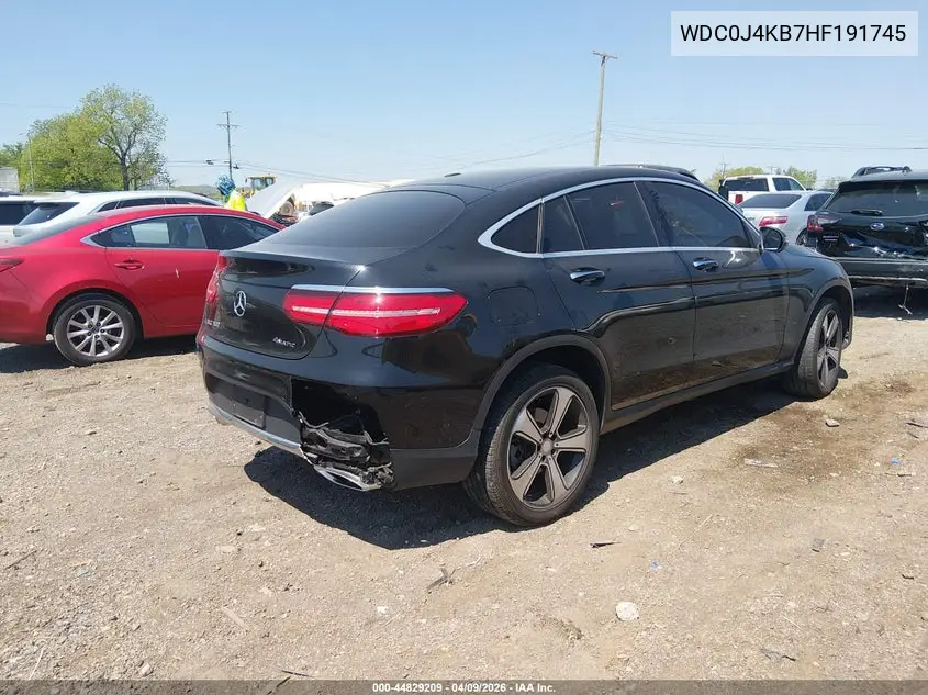 2017 Mercedes-Benz Glc 300 Coupe 4Matic VIN: WDC0J4KB7HF191745 Lot: 44829209