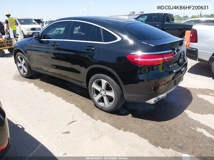 2017 Mercedes-Benz Glc 300 Coupe 4Matic VIN: WDC0J4KB6HF200631 Lot: 45103275