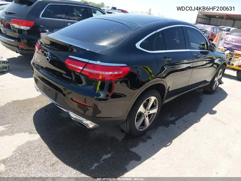 2017 Mercedes-Benz Glc 300 Coupe 4Matic VIN: WDC0J4KB6HF200631 Lot: 45103275