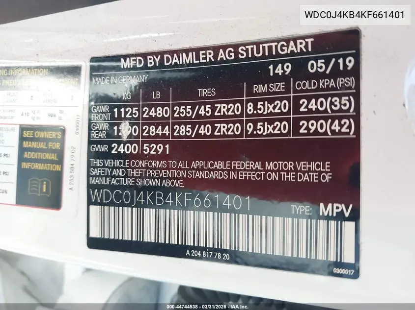 2019 Mercedes-Benz Glc 300 Coupe 4Matic VIN: WDC0J4KB4KF661401 Lot: 44744538