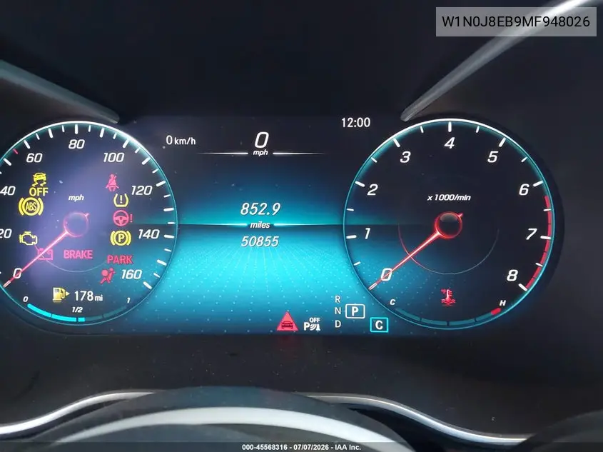 2021 Mercedes-Benz Glc 300 Coupe 4Matic VIN: W1N0J8EB9MF948026 Lot: 45568316