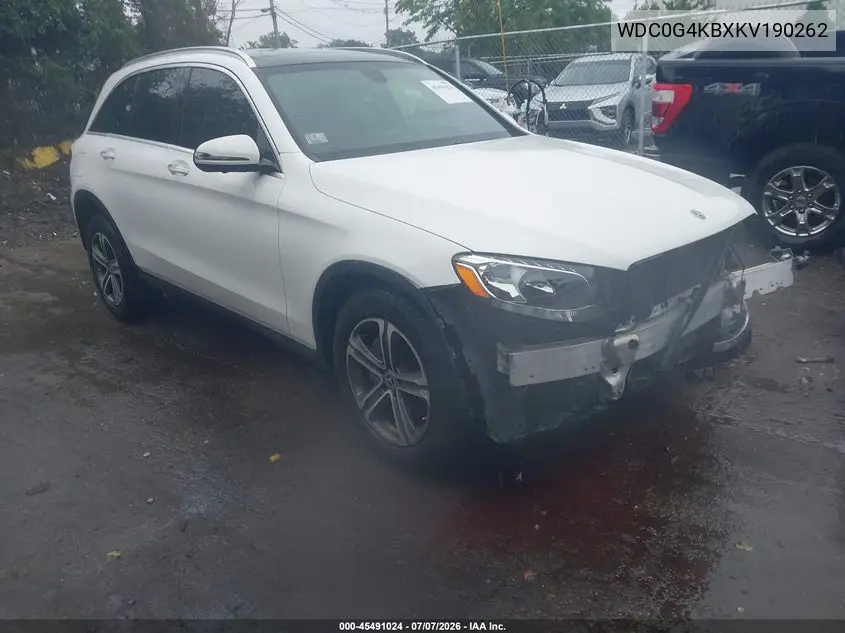 2019 Mercedes-Benz Glc 300 4Matic VIN: WDC0G4KBXKV190262 Lot: 45491024