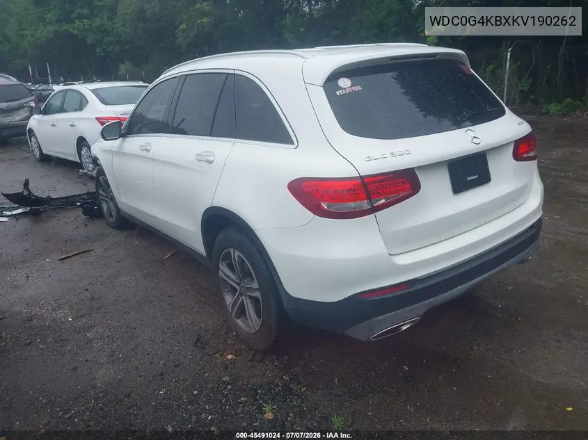 2019 Mercedes-Benz Glc 300 4Matic VIN: WDC0G4KBXKV190262 Lot: 45491024