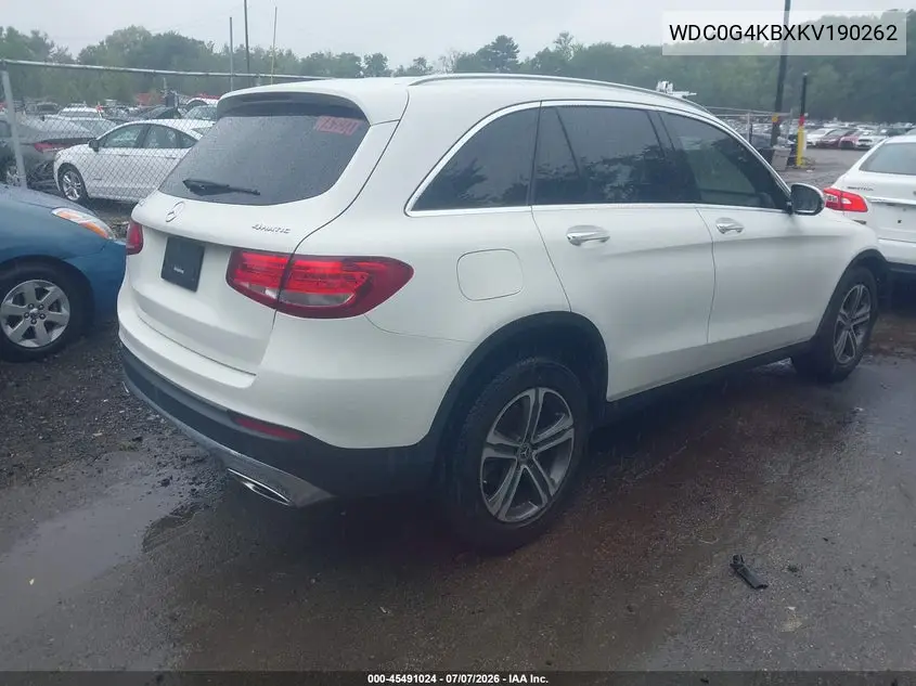 2019 Mercedes-Benz Glc 300 4Matic VIN: WDC0G4KBXKV190262 Lot: 45491024