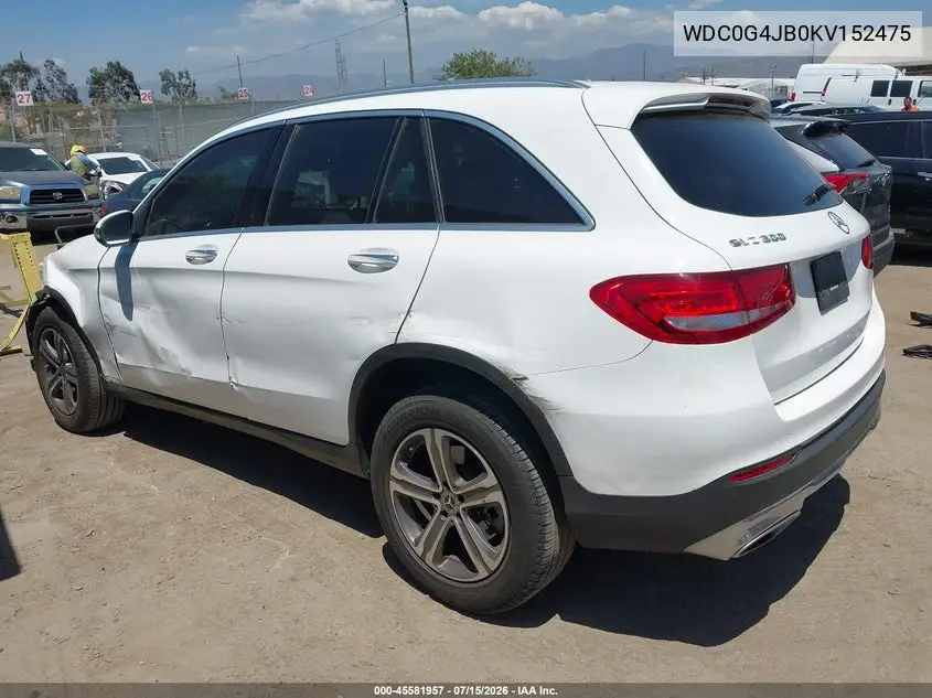 2019 Mercedes-Benz Glc 300 VIN: WDC0G4JB0KV152475 Lot: 45581957