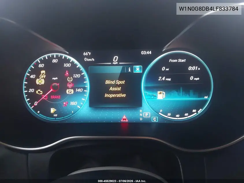 2020 Mercedes-Benz Glc 300 VIN: W1N0G8DB4LF833784 Lot: 45529023