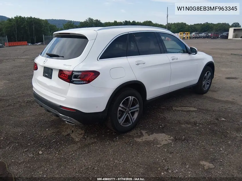 2021 Mercedes-Benz Glc 300 4Matic Suv VIN: W1N0G8EB3MF963345 Lot: 45603771