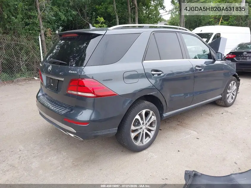 2016 Mercedes-Benz Gle 350 4Matic VIN: 4JGDA5HB2GA631835 Lot: 45515097