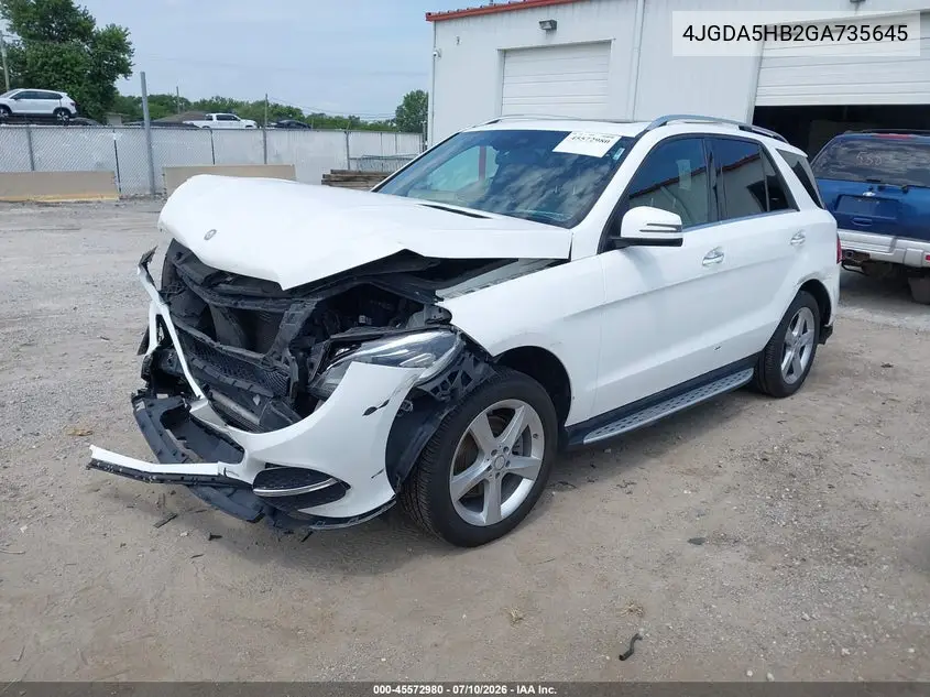 2016 Mercedes-Benz Gle 350 4Matic VIN: 4JGDA5HB2GA735645 Lot: 45572980