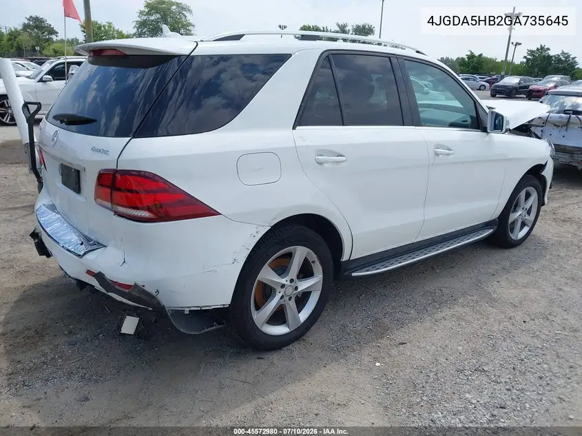 2016 Mercedes-Benz Gle 350 4Matic VIN: 4JGDA5HB2GA735645 Lot: 45572980