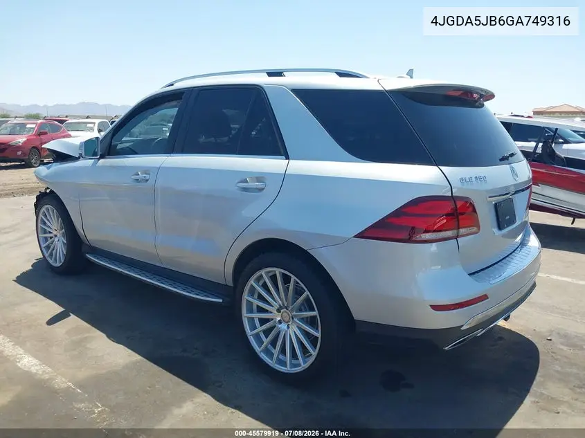 2016 Mercedes-Benz Gle 350 VIN: 4JGDA5JB6GA749316 Lot: 45579919
