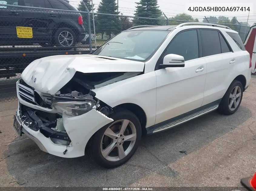 2016 Mercedes-Benz Gle 350 4Matic VIN: 4JGDA5HB0GA697414 Lot: 45600451