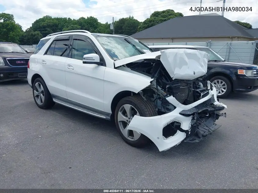 2017 Mercedes-Benz Gle 350 4Matic VIN: 4JGDA5HB1HA980034 Lot: 45384111