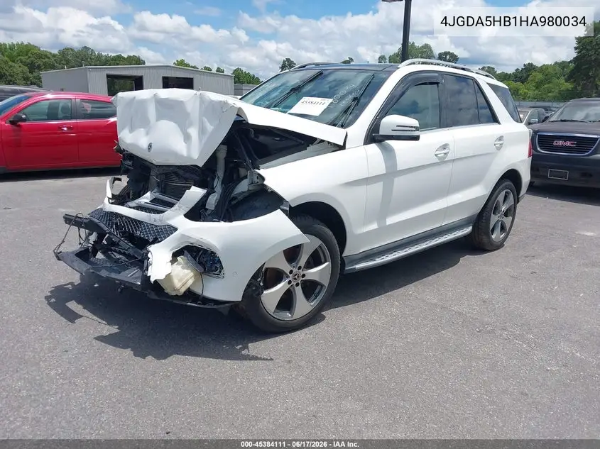 2017 Mercedes-Benz Gle 350 4Matic VIN: 4JGDA5HB1HA980034 Lot: 45384111