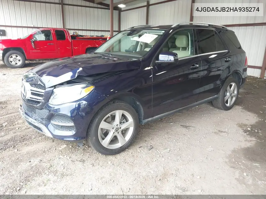 2017 Mercedes-Benz Gle 350 VIN: 4JGDA5JB2HA935274 Lot: 45423153