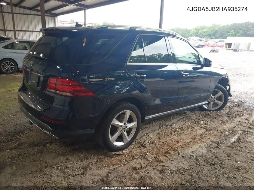 2017 Mercedes-Benz Gle 350 VIN: 4JGDA5JB2HA935274 Lot: 45423153