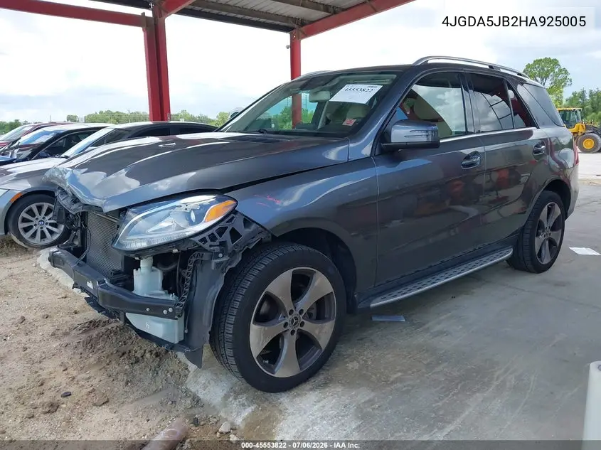 2017 Mercedes-Benz Gle 350 VIN: 4JGDA5JB2HA925005 Lot: 45553822