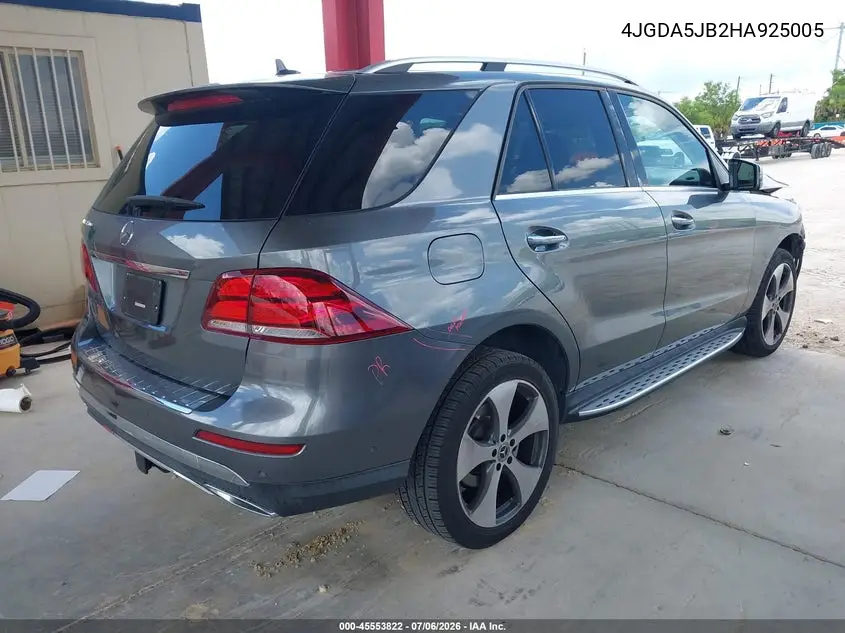 2017 Mercedes-Benz Gle 350 VIN: 4JGDA5JB2HA925005 Lot: 45553822