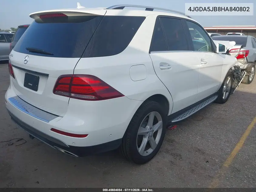 2017 Mercedes-Benz Gle 350 VIN: 4JGDA5JB8HA840802 Lot: 45604054