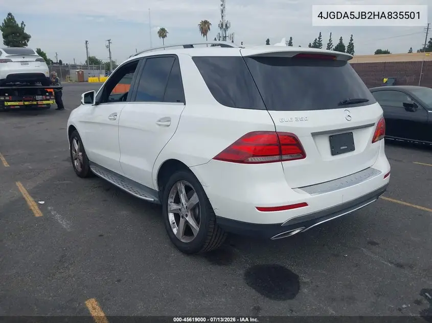 2017 Mercedes-Benz Gle 350 VIN: 4JGDA5JB2HA835501 Lot: 45619000