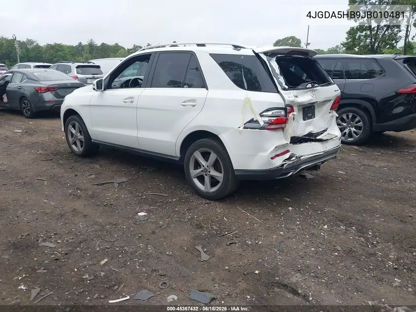 2018 Mercedes-Benz Gle 350 4Matic VIN: 4JGDA5HB9JB010481 Lot: 45367432