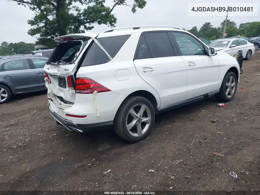 2018 Mercedes-Benz Gle 350 4Matic VIN: 4JGDA5HB9JB010481 Lot: 45367432