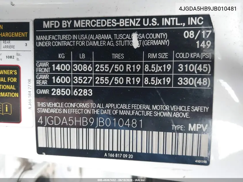 2018 Mercedes-Benz Gle 350 4Matic VIN: 4JGDA5HB9JB010481 Lot: 45367432