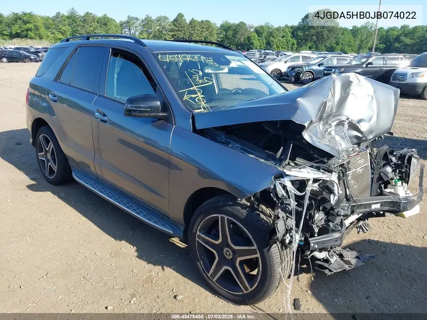 2018 Mercedes-Benz Gle 350 4Matic VIN: 4JGDA5HB0JB074022 Lot: 45476488