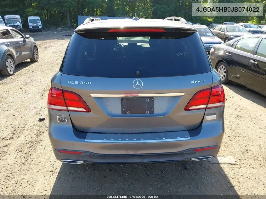 2018 Mercedes-Benz Gle 350 4Matic VIN: 4JGDA5HB0JB074022 Lot: 45476488