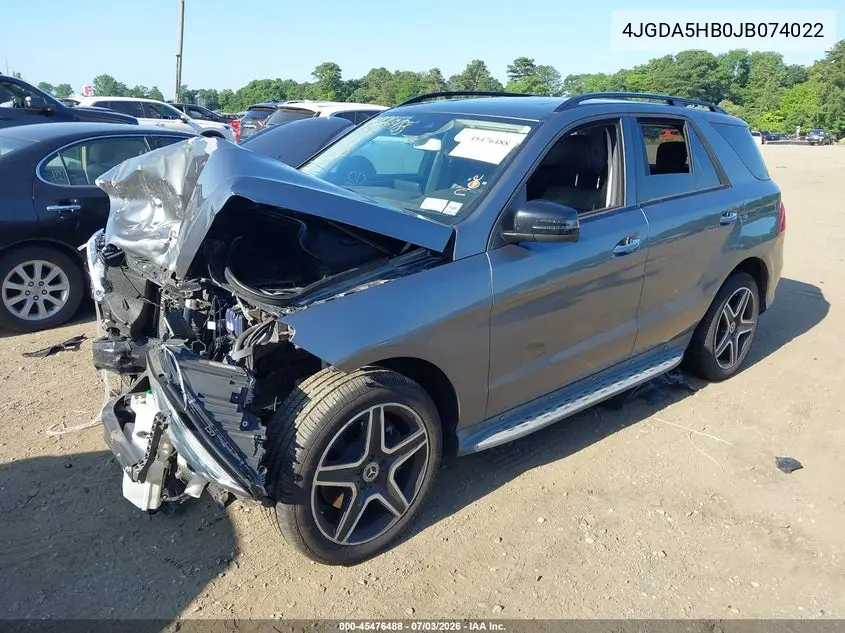 2018 Mercedes-Benz Gle 350 4Matic VIN: 4JGDA5HB0JB074022 Lot: 45476488
