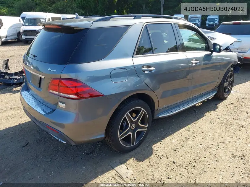 2018 Mercedes-Benz Gle 350 4Matic VIN: 4JGDA5HB0JB074022 Lot: 45476488