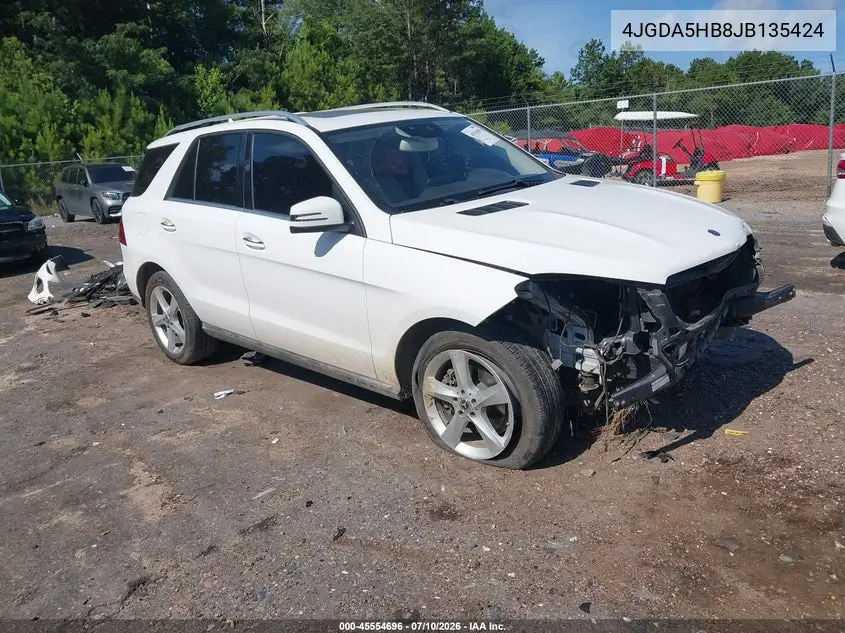 2018 Mercedes-Benz Gle 350 4Matic VIN: 4JGDA5HB8JB135424 Lot: 45554696