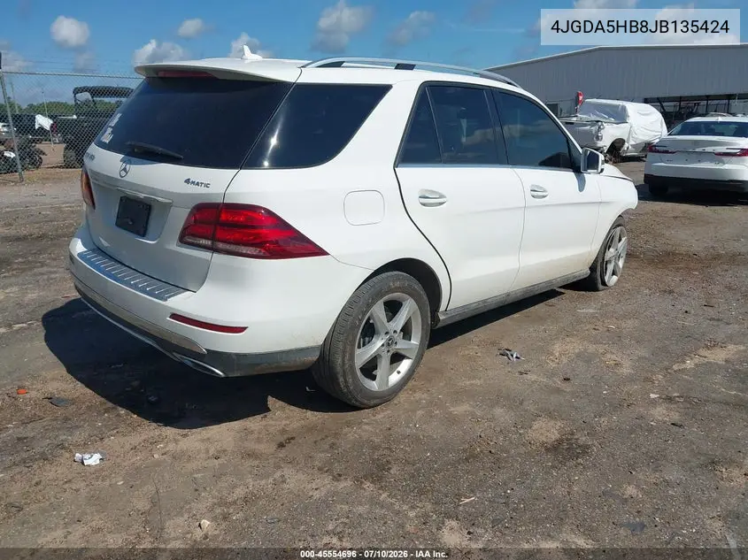 2018 Mercedes-Benz Gle 350 4Matic VIN: 4JGDA5HB8JB135424 Lot: 45554696