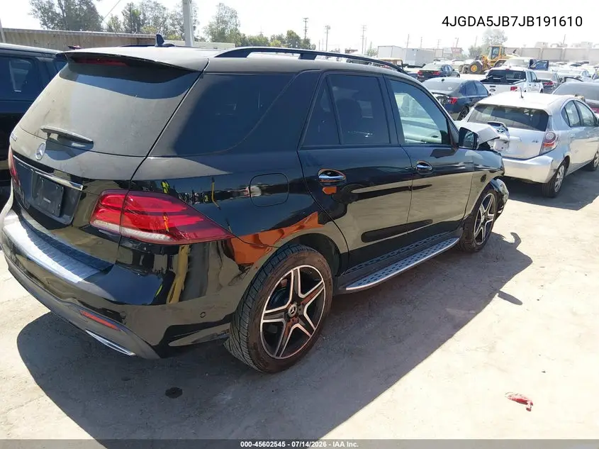 2018 Mercedes-Benz Gle 350 VIN: 4JGDA5JB7JB191610 Lot: 45602545