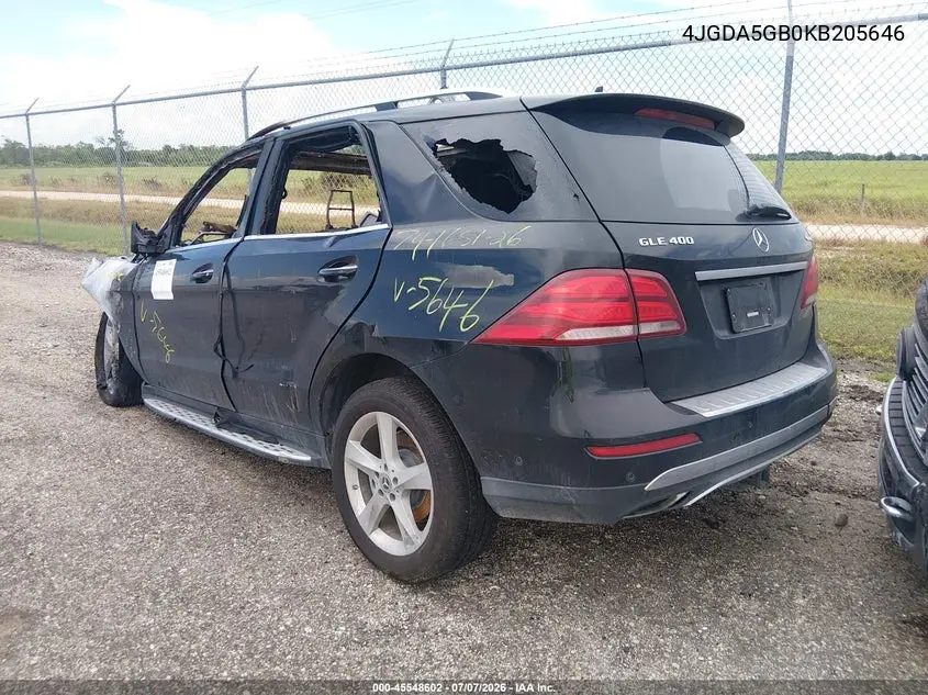 2019 Mercedes-Benz Gle 400 4Matic VIN: 4JGDA5GB0KB205646 Lot: 45548602