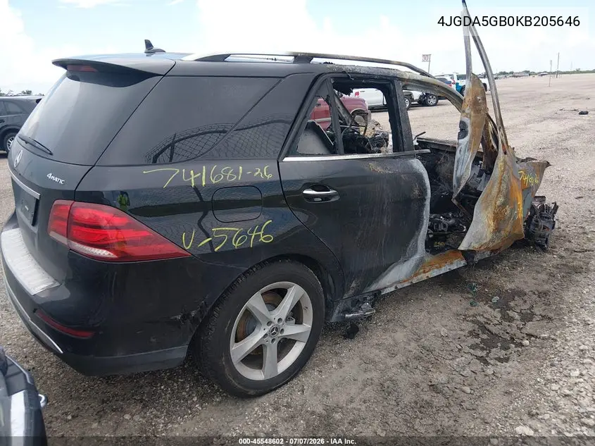 2019 Mercedes-Benz Gle 400 4Matic VIN: 4JGDA5GB0KB205646 Lot: 45548602