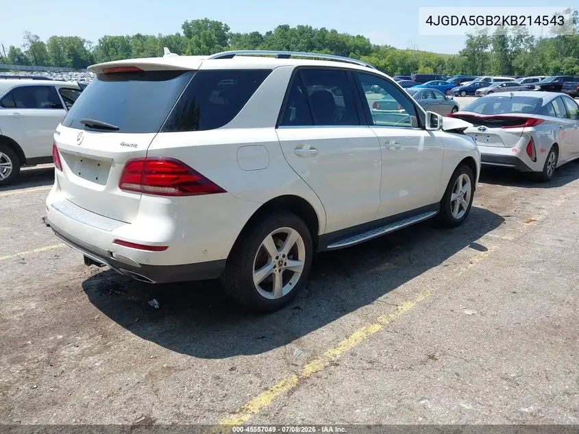 2019 Mercedes-Benz Gle 400 4Matic VIN: 4JGDA5GB2KB214543 Lot: 45557049