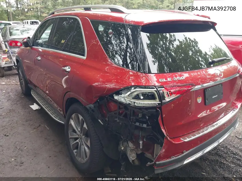 2021 Mercedes-Benz Gle 350 VIN: 4JGFB4JB7MA392708 Lot: 45663116
