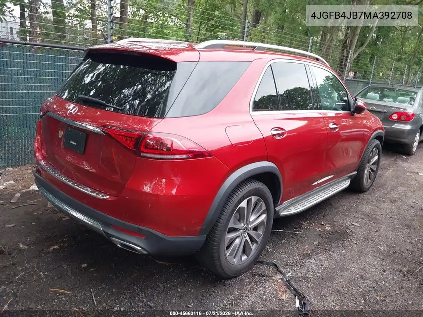 2021 Mercedes-Benz Gle 350 VIN: 4JGFB4JB7MA392708 Lot: 45663116