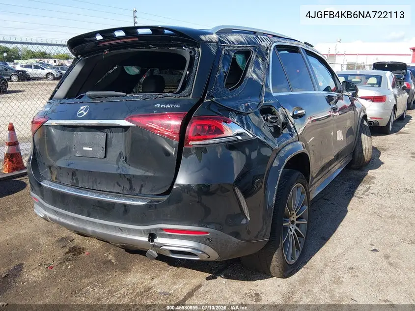2022 Mercedes-Benz Gle 350 4Matic VIN: 4JGFB4KB6NA722113 Lot: 45580899