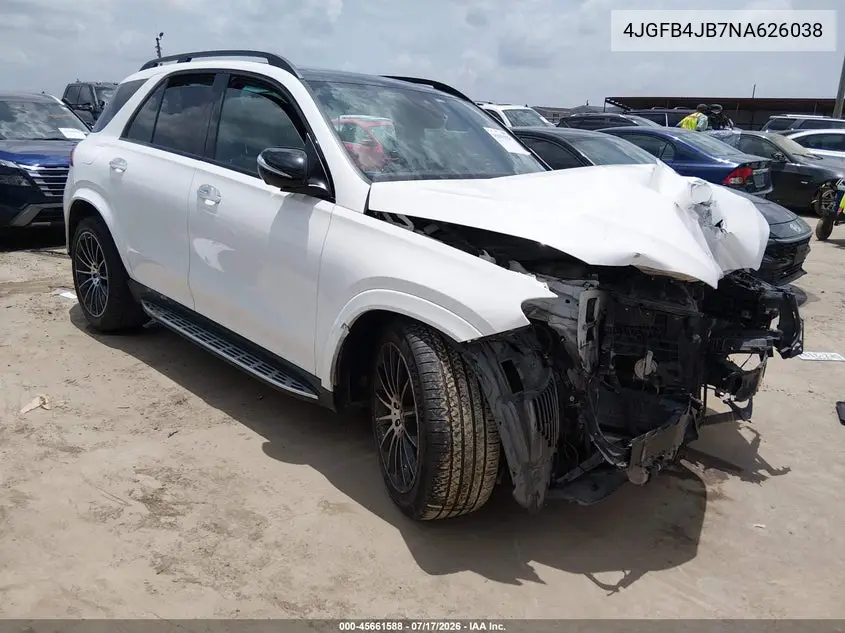 2022 Mercedes-Benz Gle 350 VIN: 4JGFB4JB7NA626038 Lot: 45661588