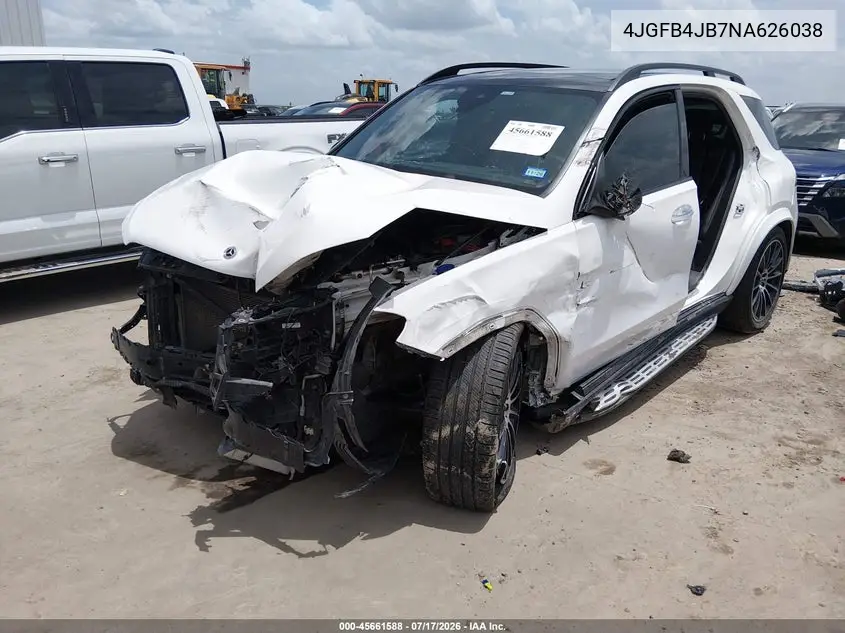 2022 Mercedes-Benz Gle 350 VIN: 4JGFB4JB7NA626038 Lot: 45661588