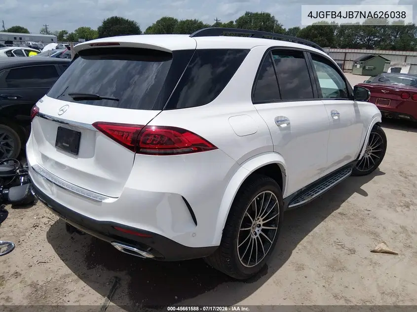 2022 Mercedes-Benz Gle 350 VIN: 4JGFB4JB7NA626038 Lot: 45661588