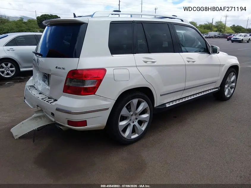2010 Mercedes-Benz Glk 350 4Matic VIN: WDCGG8HB0AF271194 Lot: 45545983